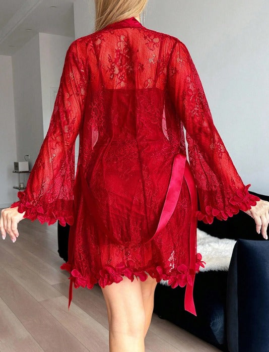 Conjunto Premium Sedusiene – Robe + Camisola Corpete Vinho
