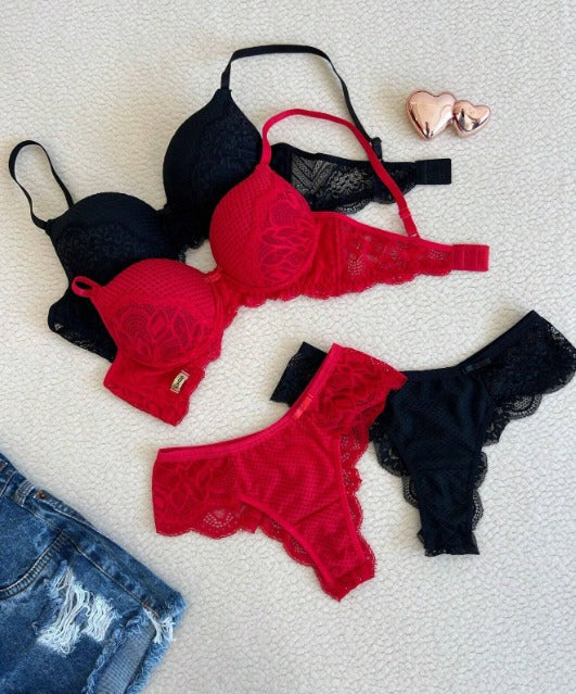 🛍️ Kit Duas Cores Lingerie Premium Jade & Noir (Leve 2 Conjuntos)