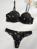 Conjunto Premium Cottage Florale – Sutiã Frente-Única Push-Up e Calcinha Tanga