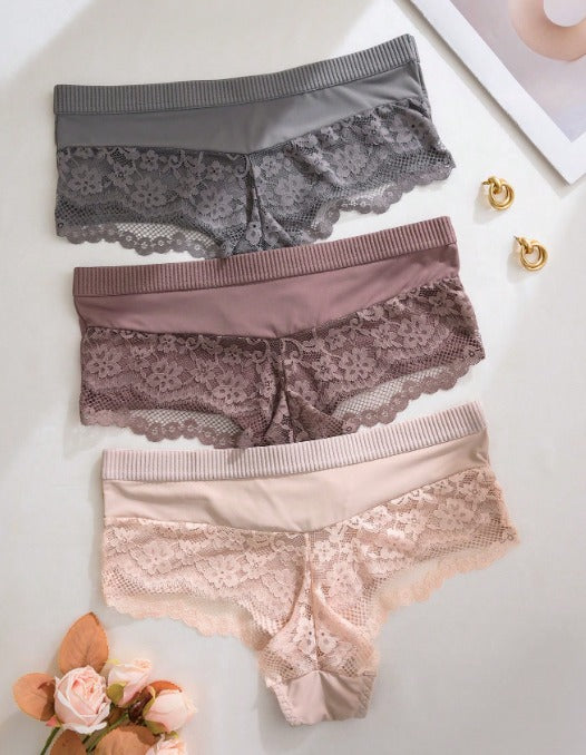 Kit 3 Calcinhas Confort Lace